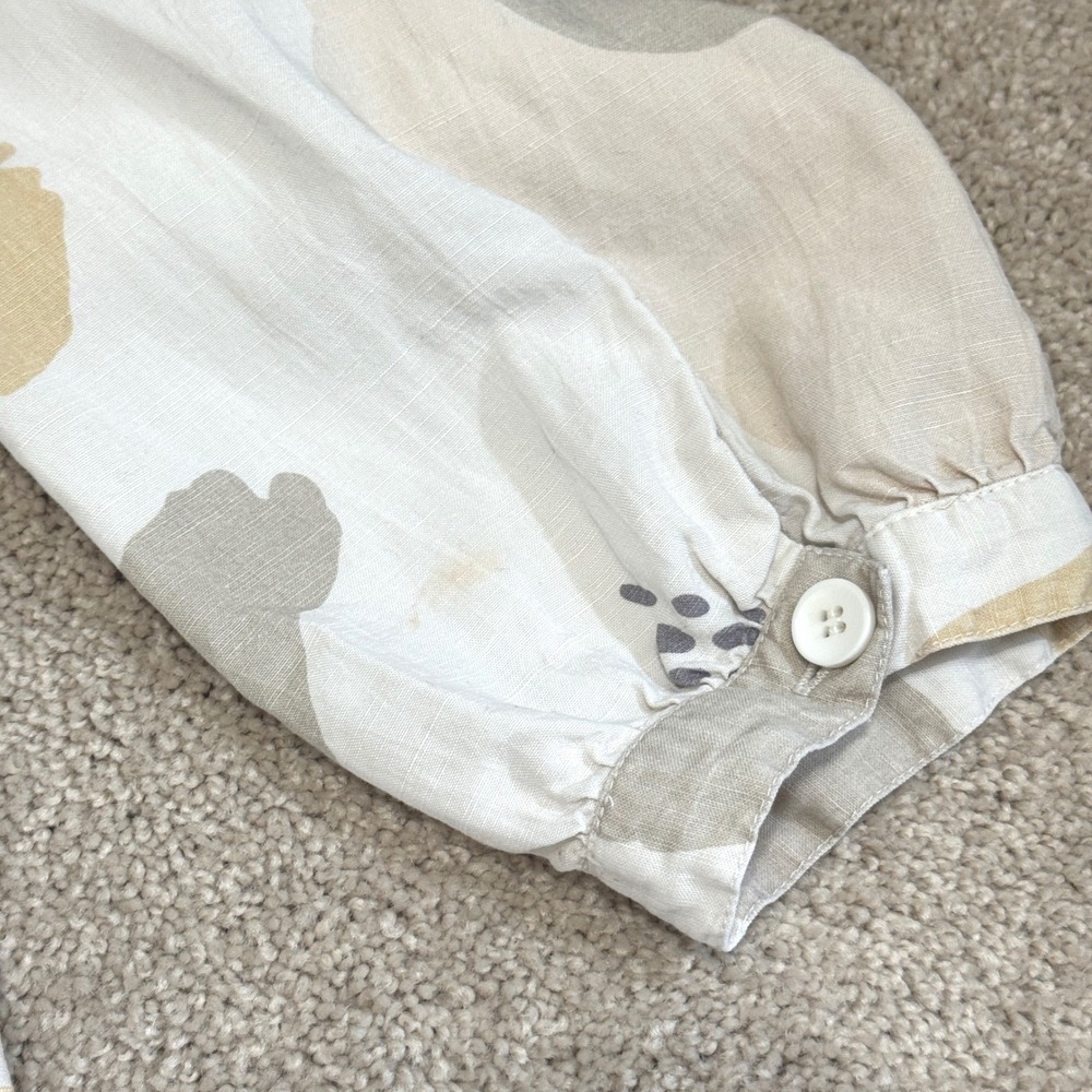 Tradlands Nova Caroline Print Linen Blend Midi Dress Neutral Earth Tones Small - Picture 8 of 9